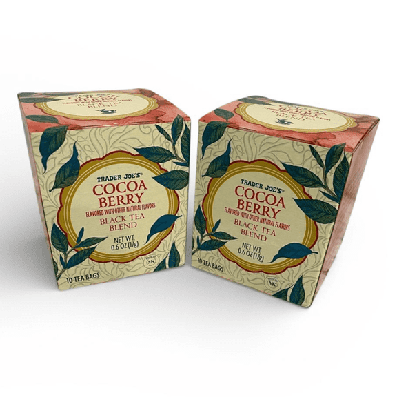 Trader Joes Cocoa Berry Black Tea Blend, Flavored Black Tea Bags, 10 Count - Pack of 2