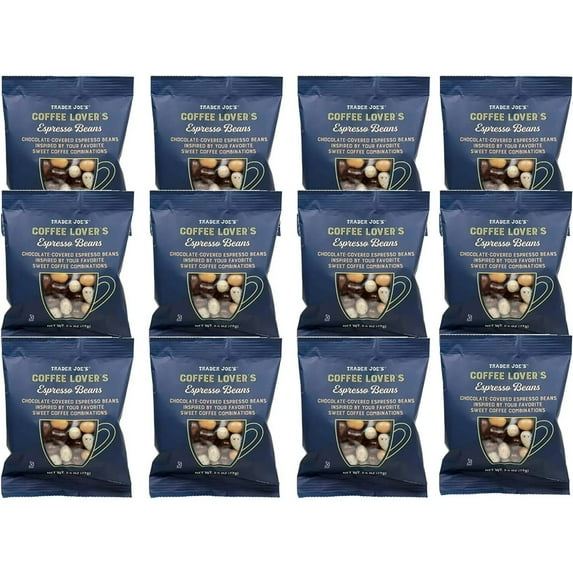 Trader Joe’s Coffee Lover’s Espresso Beans – Chocolate Covered, Coffee-Inspired Snack, 2.5 oz Bags (12-Pack)