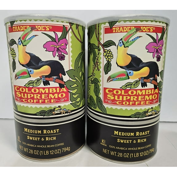Trader Joe’s Columbia Supremo Coffee Medium Roast Whole Bean Coffee 28oz 794g (2 Rolls)