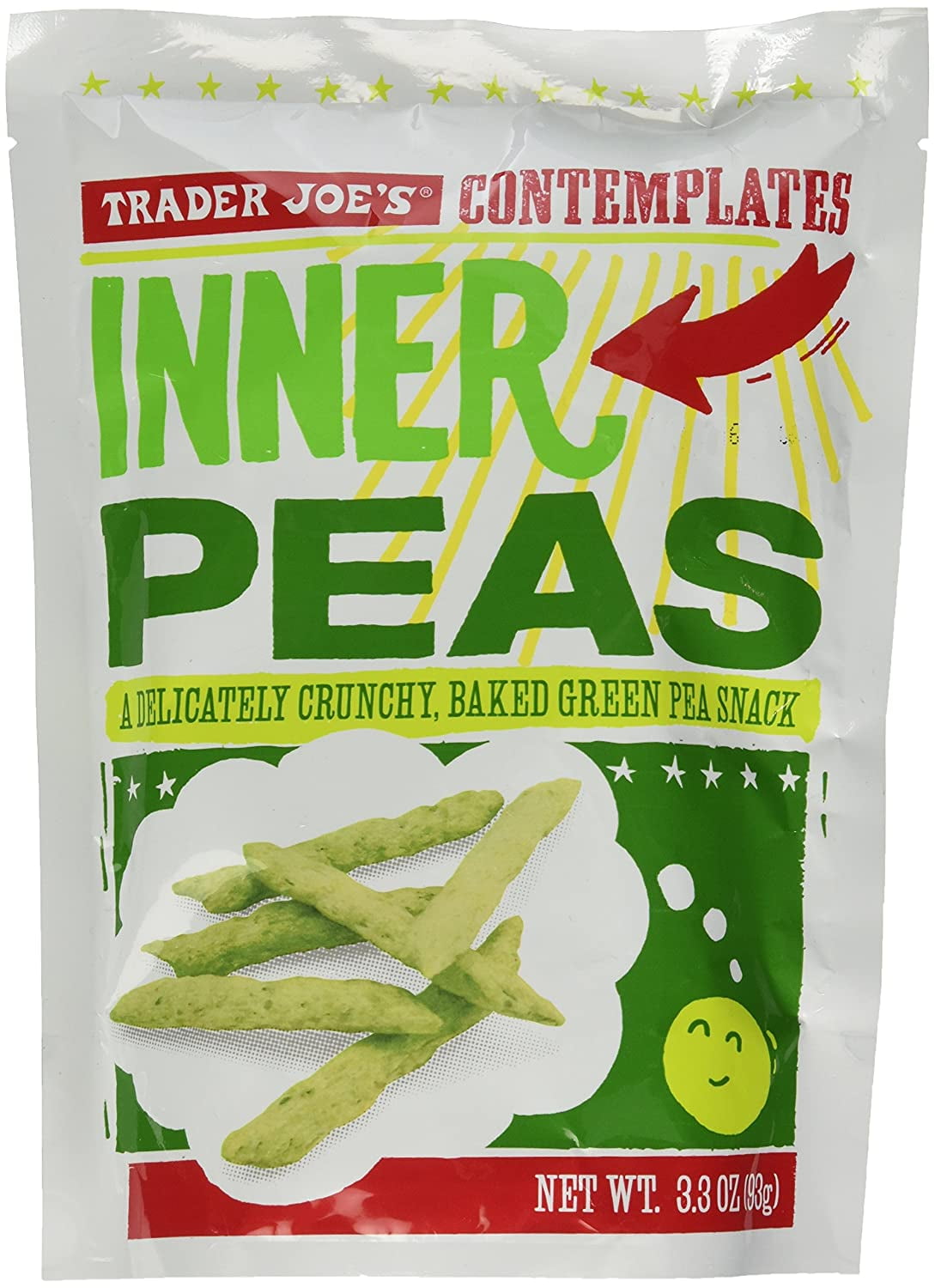 String Pea Snacks Trader Joe's, Contemplates Inner Peas, 3.3OZ Baked Green Pea Snack ...