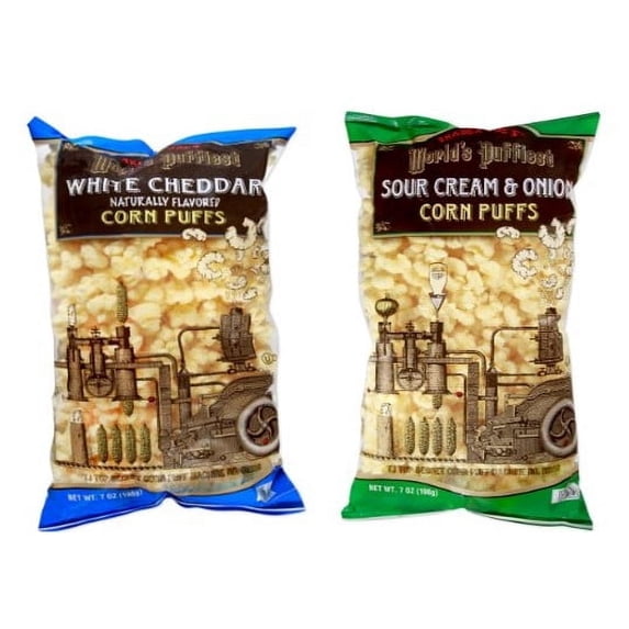Trader Joe's Corn Puffs White Cheddar and Sour Cream & Onion Flavored The World's Puffiest Corn Puffs