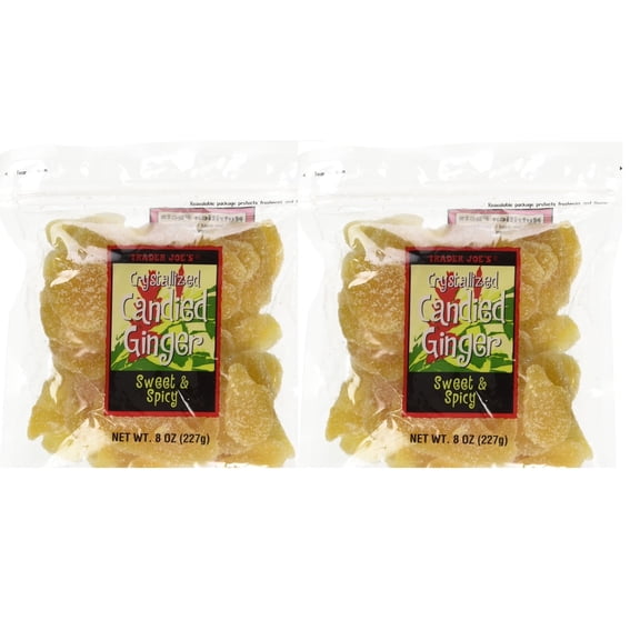 Trader Joe's Crystallized Candied Ginger, Sweet & Spicy 8oz/227g - (Pack of 2)