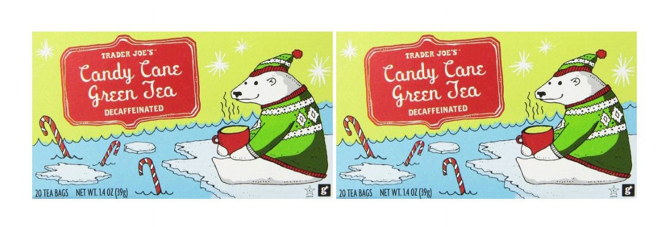 Trader Joe's Decaffeinated Candy Cane Green Tea 20 Tea Bags 2 Pack