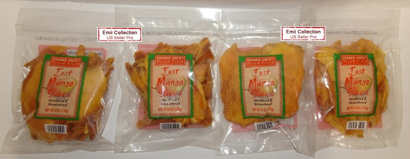 Trader Joe's Dried Fruit Just Mango Slices Unsulfured & Unsweetened 6oz 170g (4 Bags)