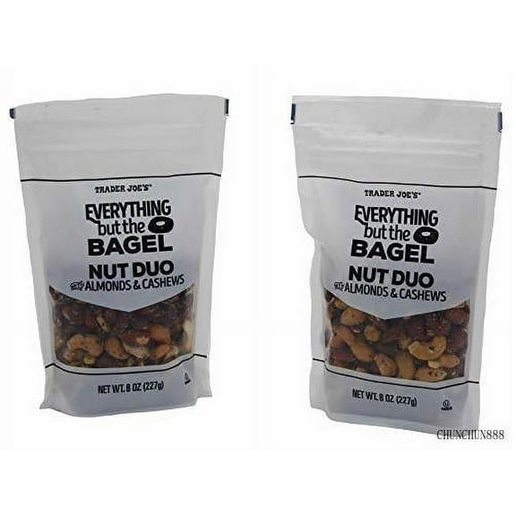 Trader Joe's Everything But The Bagel Nut Duo With Almonds & Cashews (2 Pack), Healthy Snack, Great For The Gourmet, Classy Alternative To Chips, High Protein, No Cholesterol And No Added Sugars