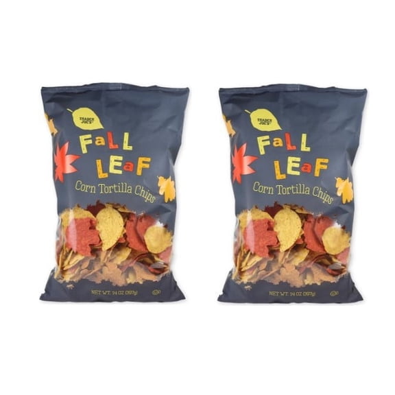 Trader Joe's Fall Leaf Corn Tortilla Chips 14oz 397g (2 Bags)
