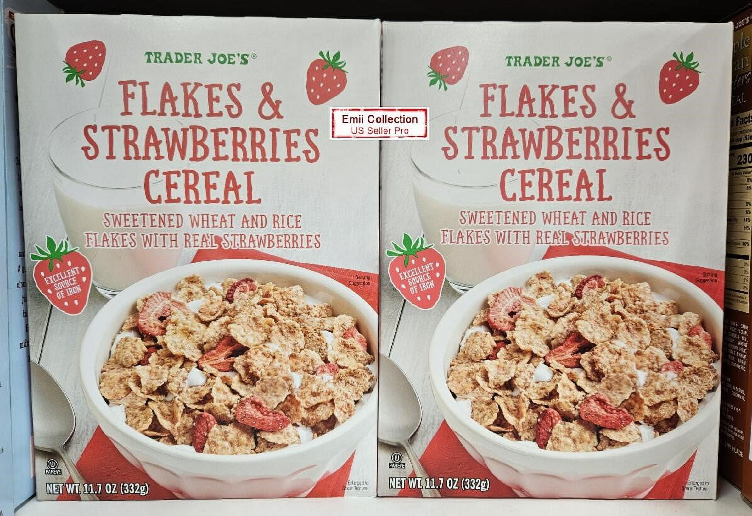 Trader Joe’s Flakes & Strawberries Cereal 11.7oz 332g (2 Boxes
