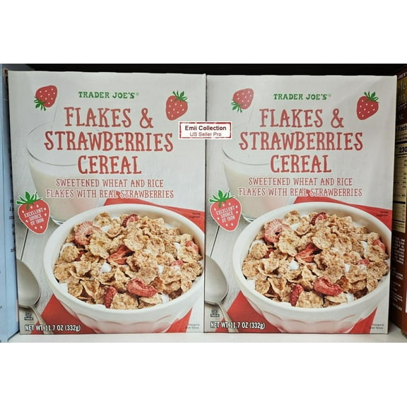 Trader Joes Flakes & Strawberries Cereal 11.7oz 332g (2 Boxes)
