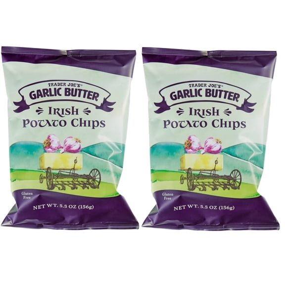 Trader Joe's Garlic Butter Irish Potato Chips Gluten Free 5.5 oz Pack of 2