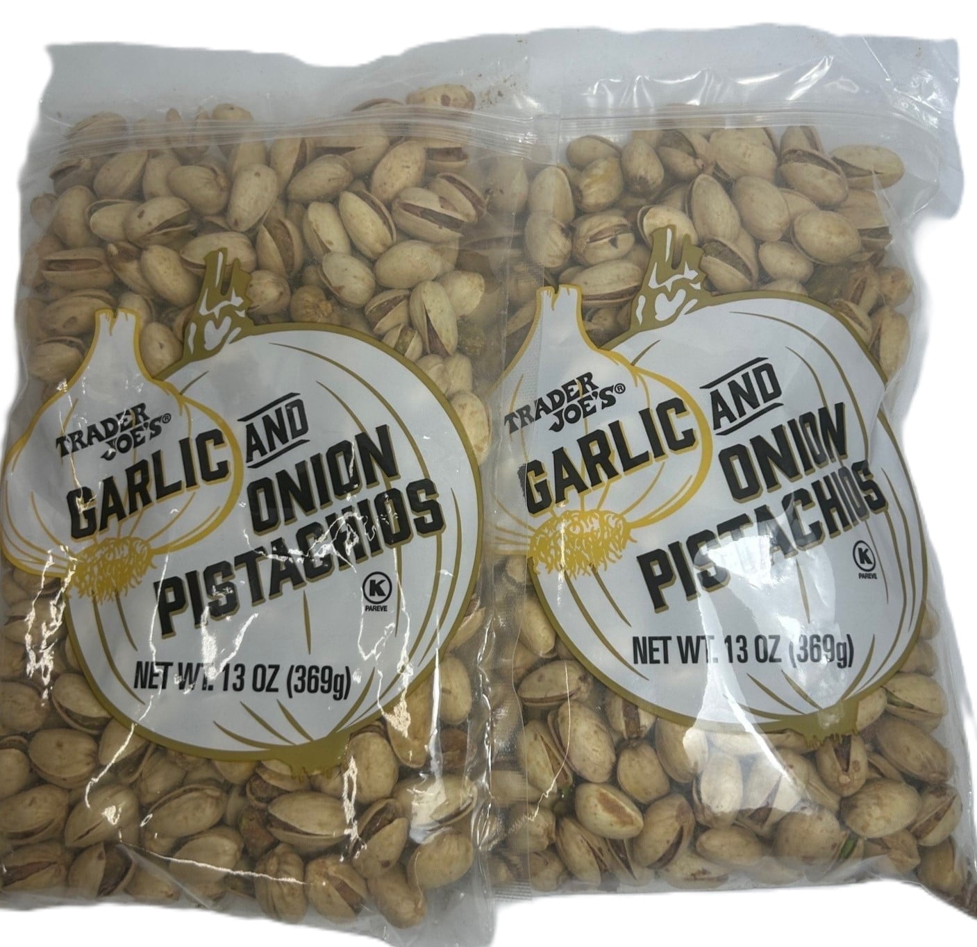 Trader Joe’s Garlic & Onion Pistachios – Boldly Flavored Roasted Pistachios in Shell,(2-PK) 13oz Each