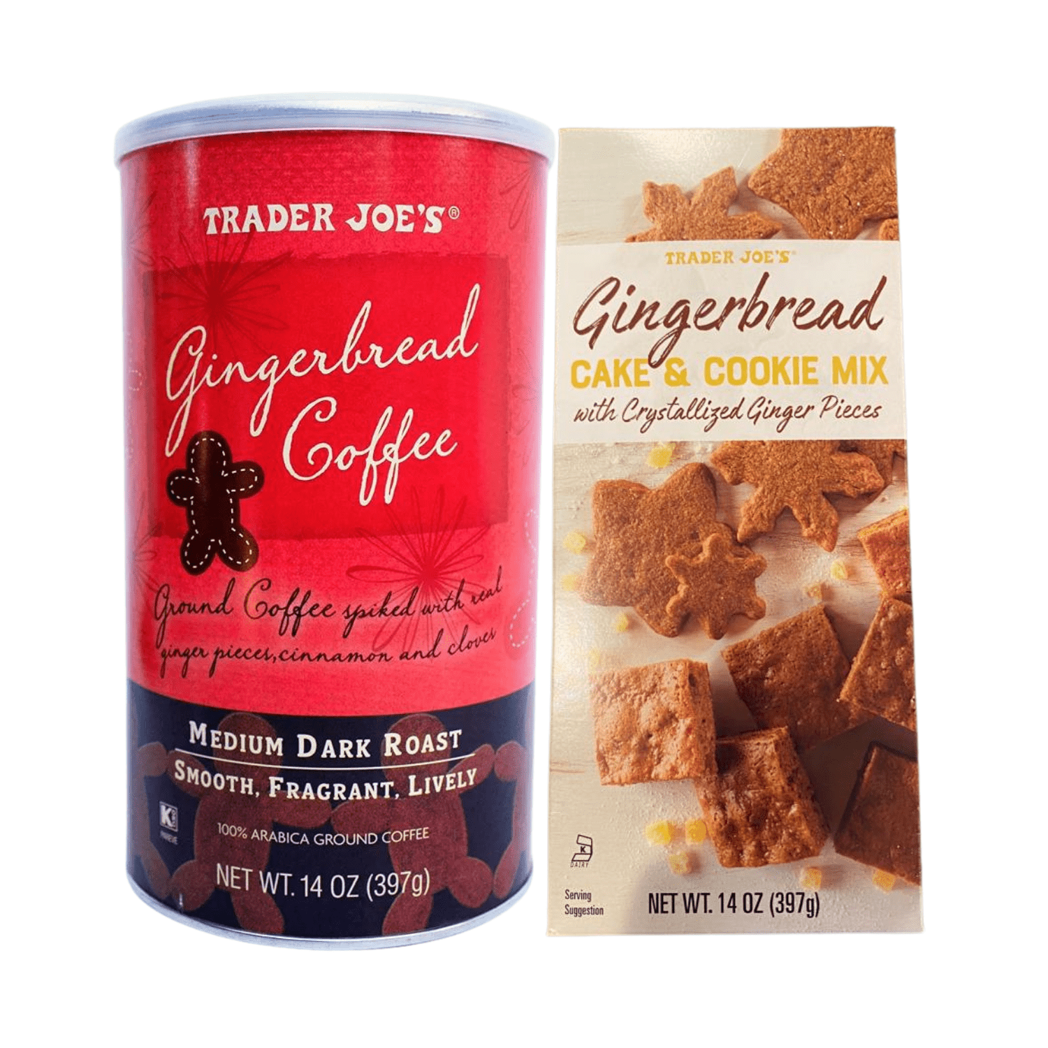 Trader Joe's Gingerbread Cake & Cookie Mix 14 oz and Gingerbread Coffee