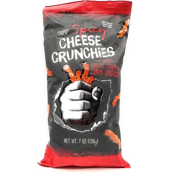 Trader Joe's Spicy Cheese Crunchies Cheese Flavored Corn Snacks Gluten-Free Pack of 1 7oz