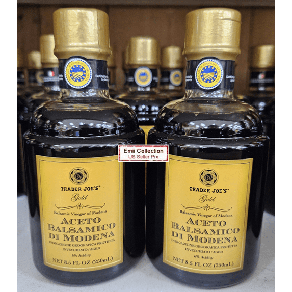 Trader Joe’s Gold Balsamic Vinegar of Modena 6% Acidity 8.5fl oz 250ml (2 Bottles)