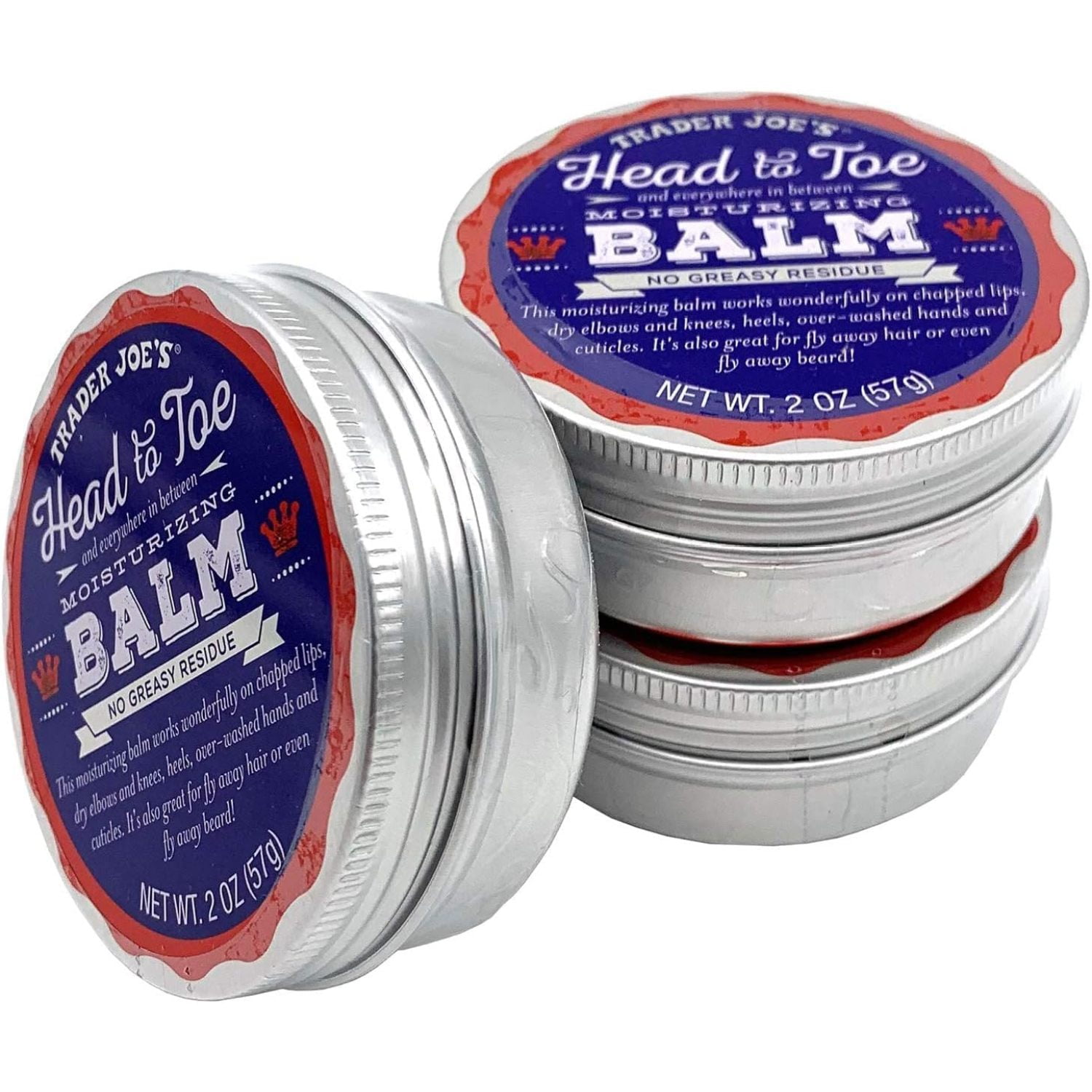 Trader Joe's Head to Toe Moisturizing Balm and Beard Balm 2 Ounce, 3-Pack