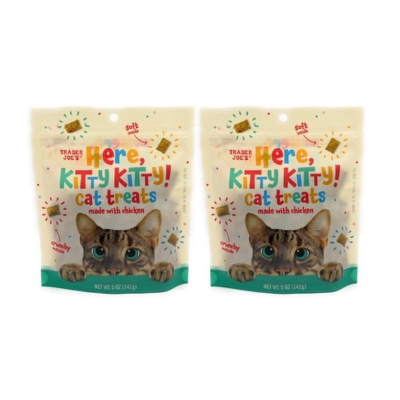 Trader Joe's Here, Kitty Kitty! Cat Treats Made with Chicken Net Wt. 5 Oz /142g Pack of 2