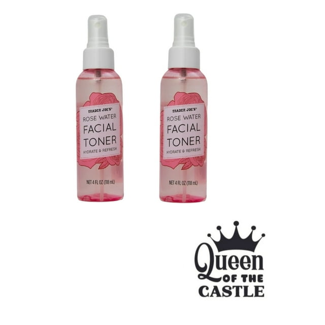 Trader Joe's Joes Rose Water Facial Toner Hydrate and Refreshing 2 Pack 4 oz Each with Queen of the Castle Gift tag