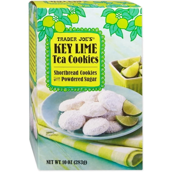 Trader Joe's Key Lime Tea Cookies Shortbread Cookies with Powdered Sugar, 10 oz