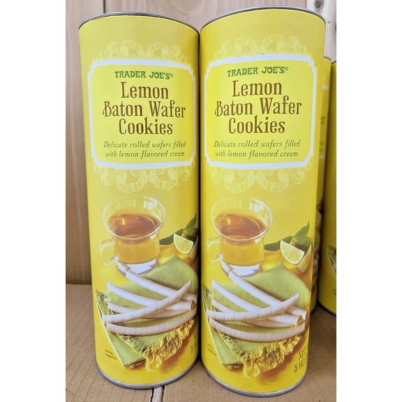 Trader Joe's Lemon Baton Wafer Cookies 5oz 142g (2 Tins)