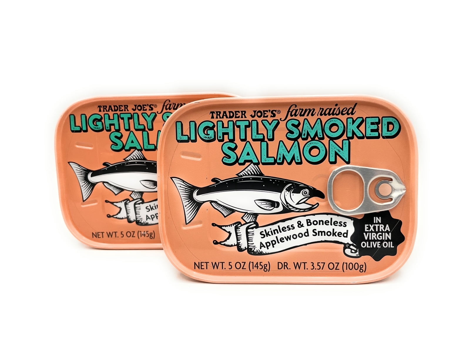 Trader Joe’s Lightly Smoked Salmon in Extra Virgin Olive Oil Applewood Smoked Net 5oz/145g – (Pack of 2)