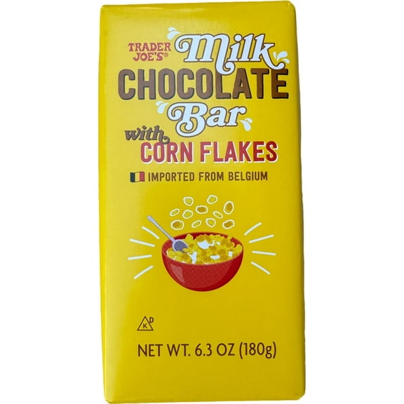 Trader Joe's Milk Chocolate Bar with Corn Flakes, Imported From Belgium, 6.3 oz (Pack of 1)