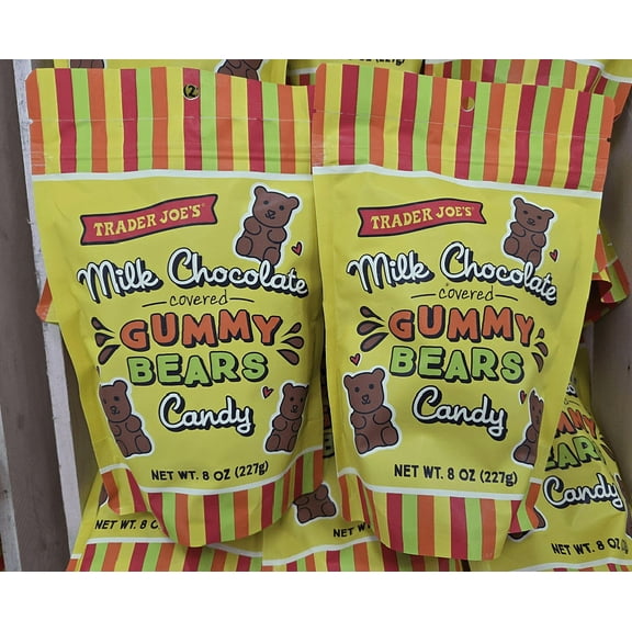 Trader Joe's Milk Chocolate Covered Gummy Bears Candy 8oz 227g (2 Bags)