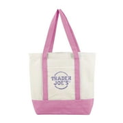 GLOWPEAK Trader Joe's Mini Canvas Tote Bags 2025 Limited Edition Pink | Small Pastel Reusable Totes With Side Pockets for Women, Shopping, Gifting, 13”