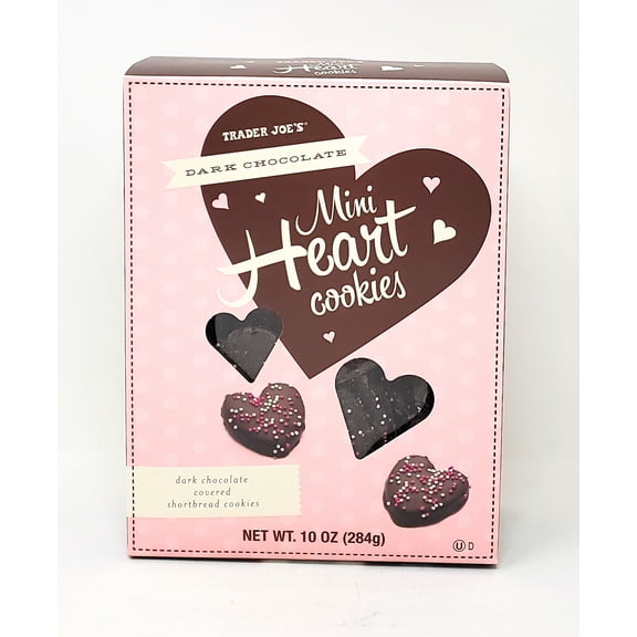 Trader Joe's Mini Heart Cookies Dark Chocolate Covered Shortbread 10 oz