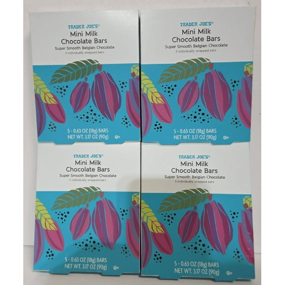 Trader Joe's Mini Milk Super Smooth Belgian Chocolate Bars 3.17oz 90g (4 Boxes)