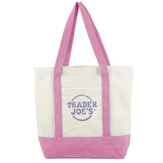 3PCS Trader Joe’s Mini Pastel Canvas Tote Bags—2025 Limited Edition—CanvasTote Bag For Commuting, Traveling, Vacation, Shopping—Pink