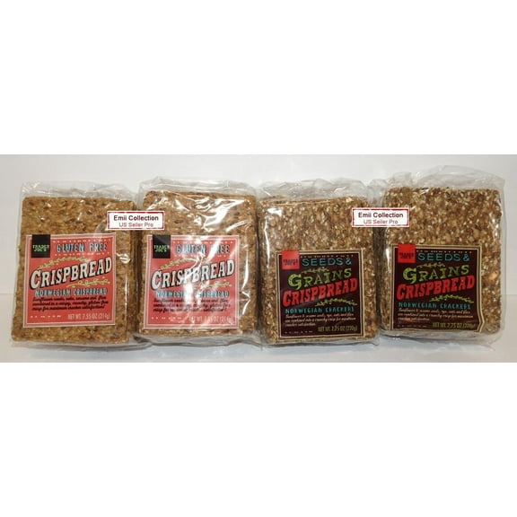 Trader Joes Norwegian Gluten Free Seeds & Grains Crispbread 7.55oz 214g (4 Bags)