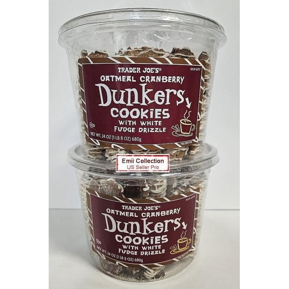 Trader Joes Oatmeal Cranberry Cookies Dunkers 24oz 680g (2 Tubs)