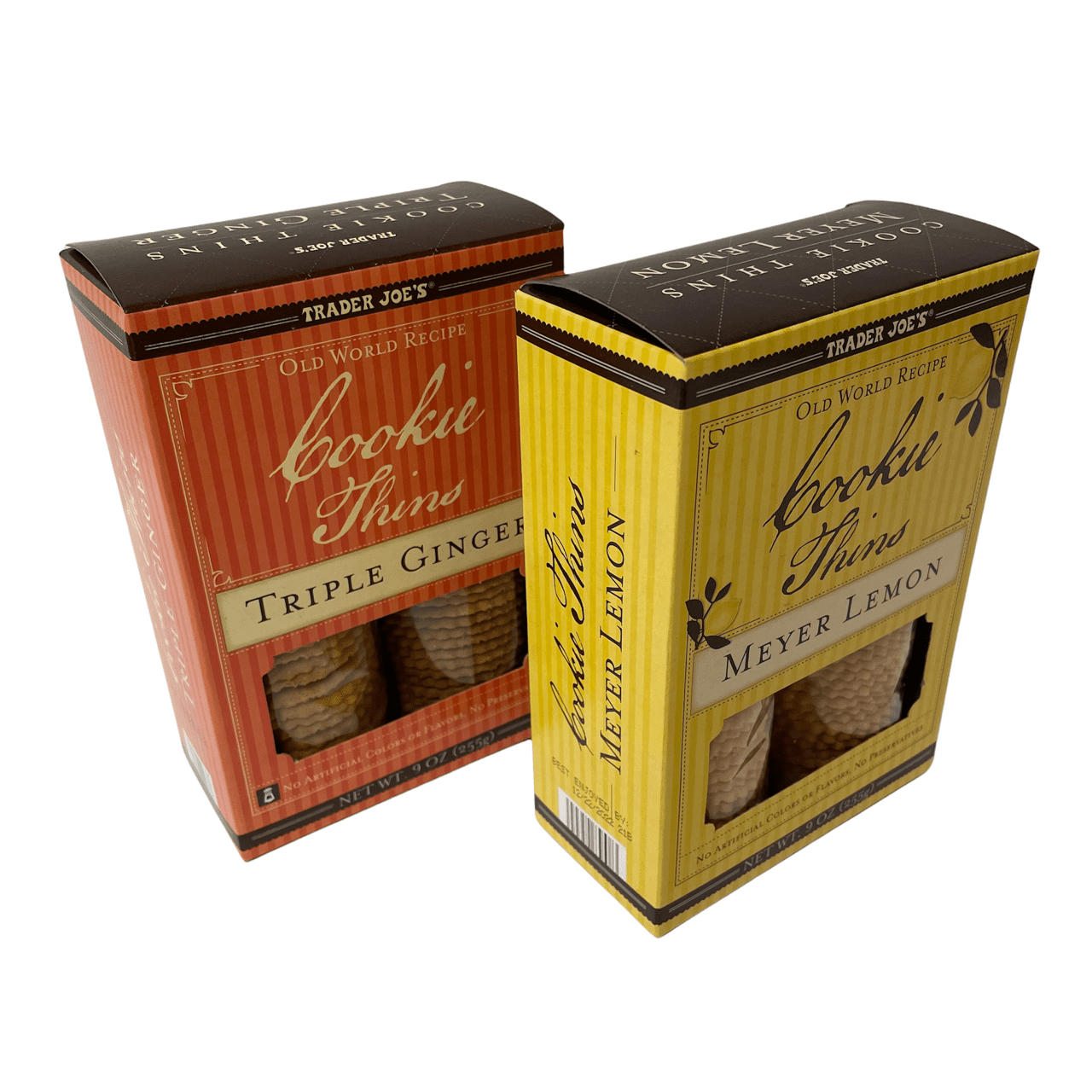 Trader Joe's Old World Recipe Cookie Thins Variety 2 Pack of Triple Ginger and Meyer Lemon