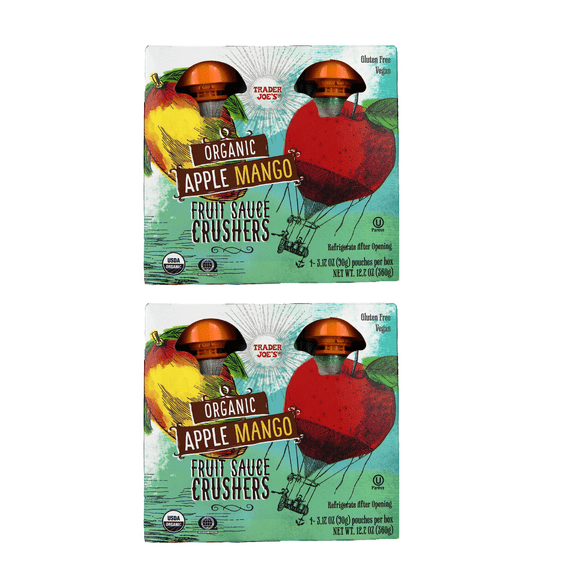 Trader Joe's Organic Apple Mango Fruit Sauce Crushers - Pack of 2 (4 Count)