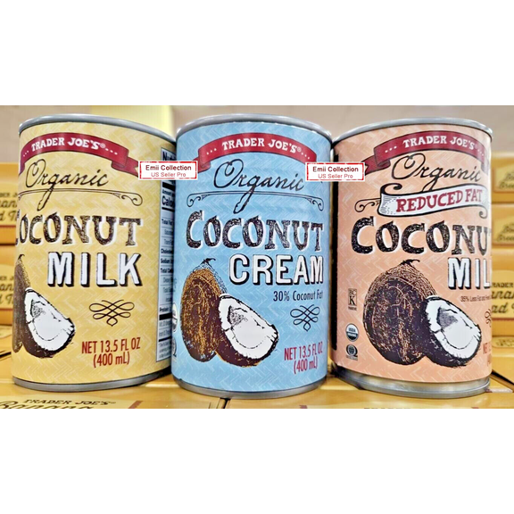 Trader Joe's Organic Coconut Milk & Cream 13.5fl oz 400ml (3 Cans)