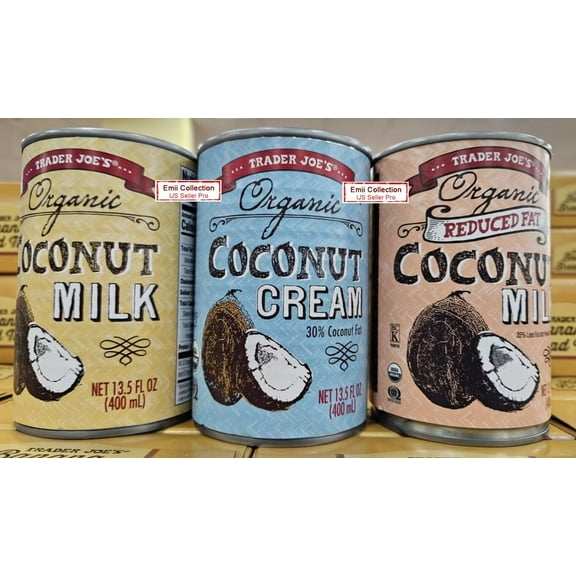 Trader Joe's Organic Coconut Milk & Cream 13.5fl oz 400ml (3 Cans)