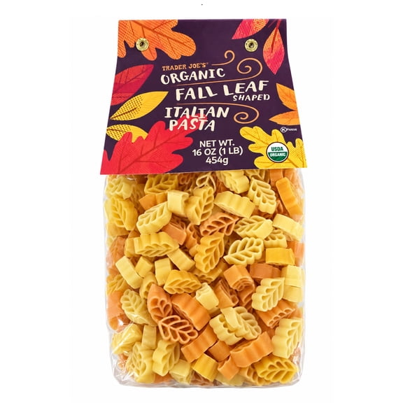 Trader Joes Organic Fall Leaf Shaped Italian Pasta 16 oz 1 Pack