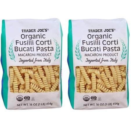 Trader Joe's Organic Fusilli Corti Bucati Pasta, Imported from Italy, 16 oz, Pack of 2