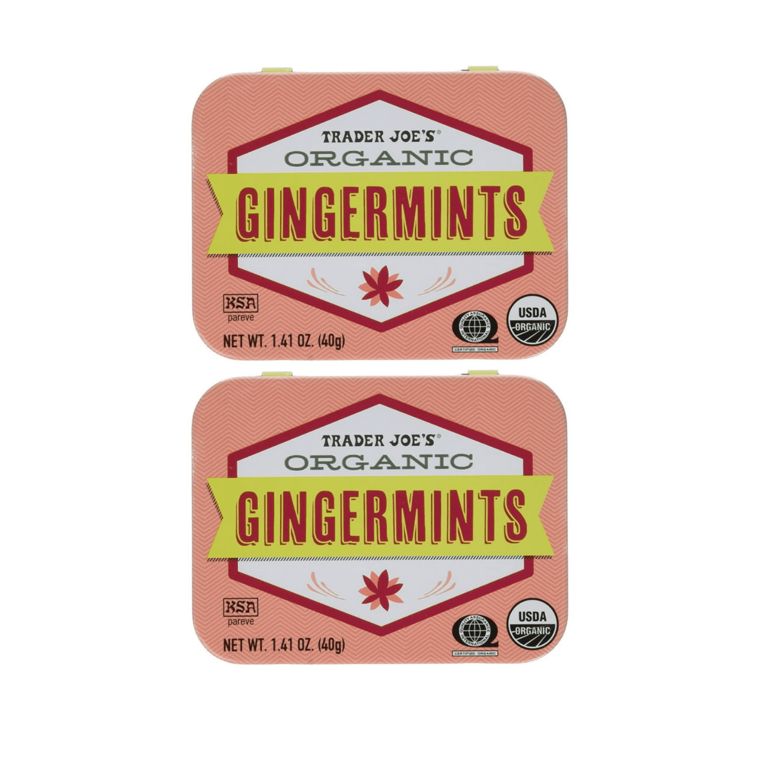 Trader Joe's Organic Gingermints GlutenFree Vegan 1.41 oz 46g net