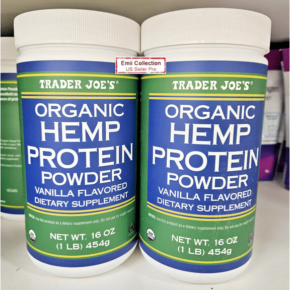 Trader Joe's Organic Hemp Protein Powder Vanilla Flavored 16oz 454g (2 Bottles)