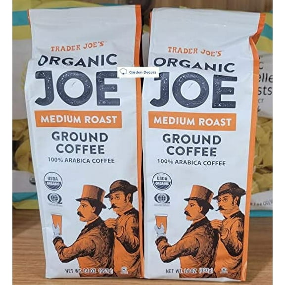 Trader Joes Organic Medium Roast Ground Coffee 14oz 397g (Two Bags)