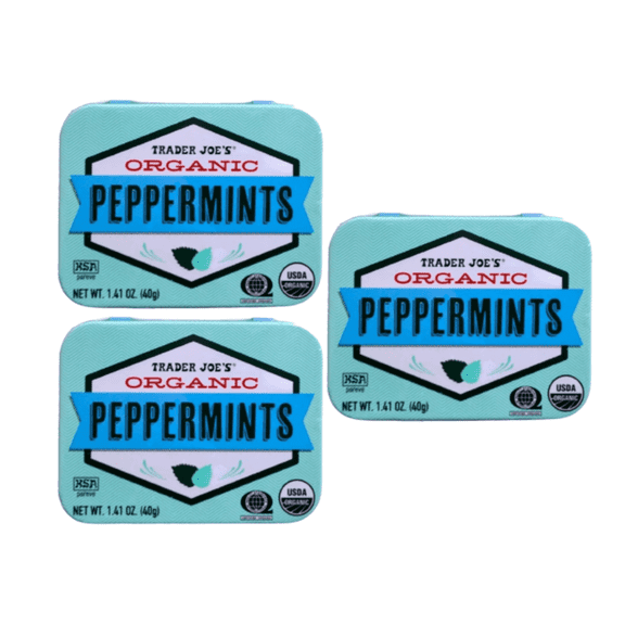 Trader Joe's Organic Peppermints, 1.41 oz Tin, Pack of 3