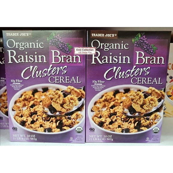 Trader Joes Organic Raisin Bran Clusters Cereal 20oz 567g (2 Boxes)