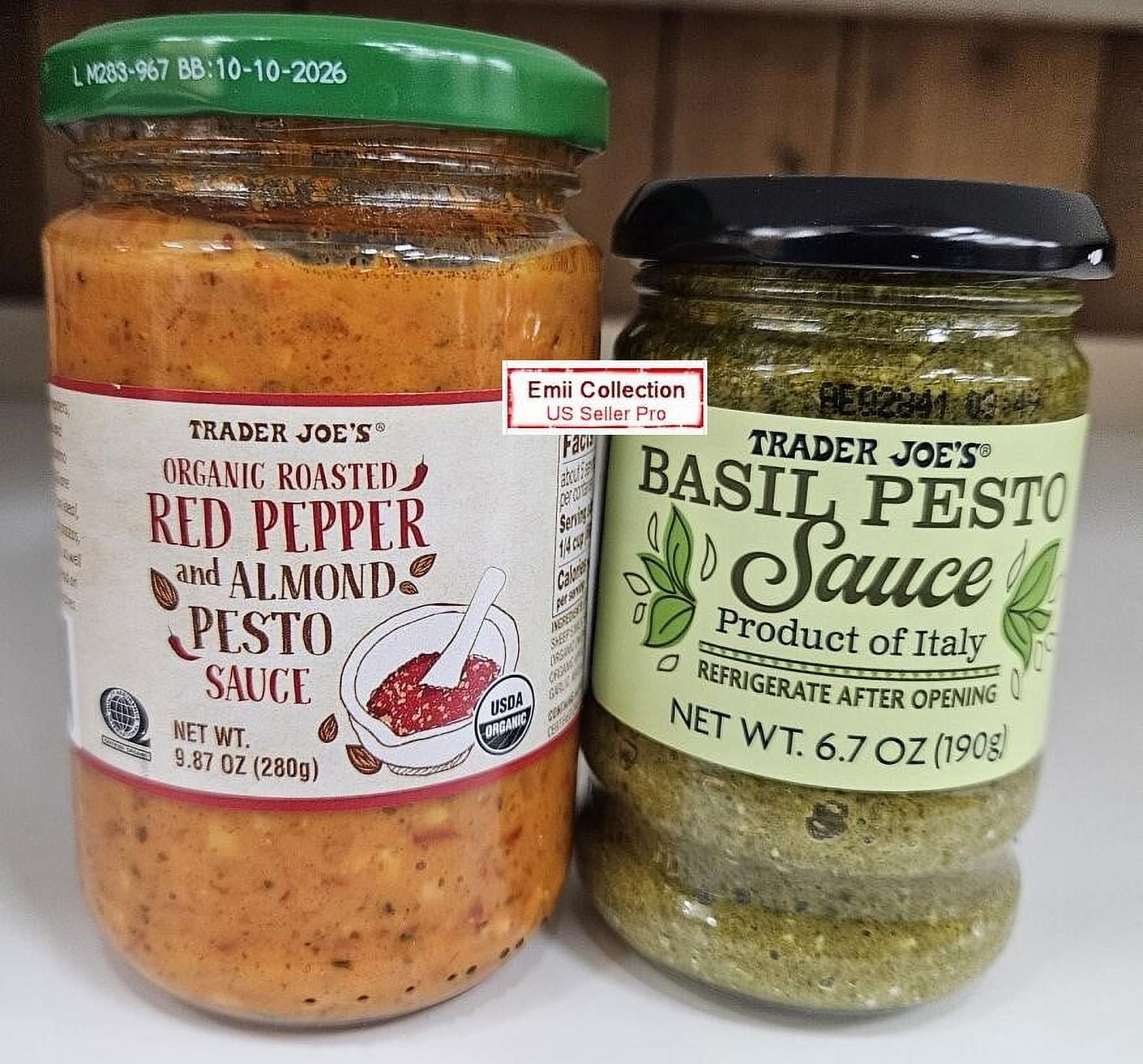 Trader Joe's Organic Red Pepper and Almond Pesto Sauce & Basil Pesto