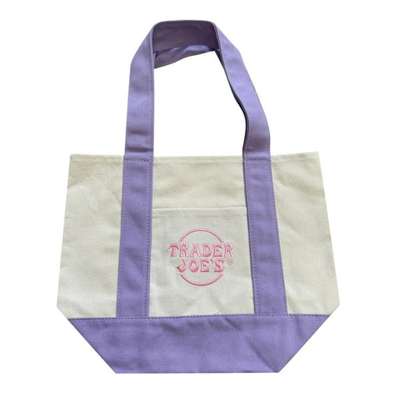 Trader Joe's Pastel Mini Canvas Tote Bag 2025 LIMITED EDITION Purple for Women