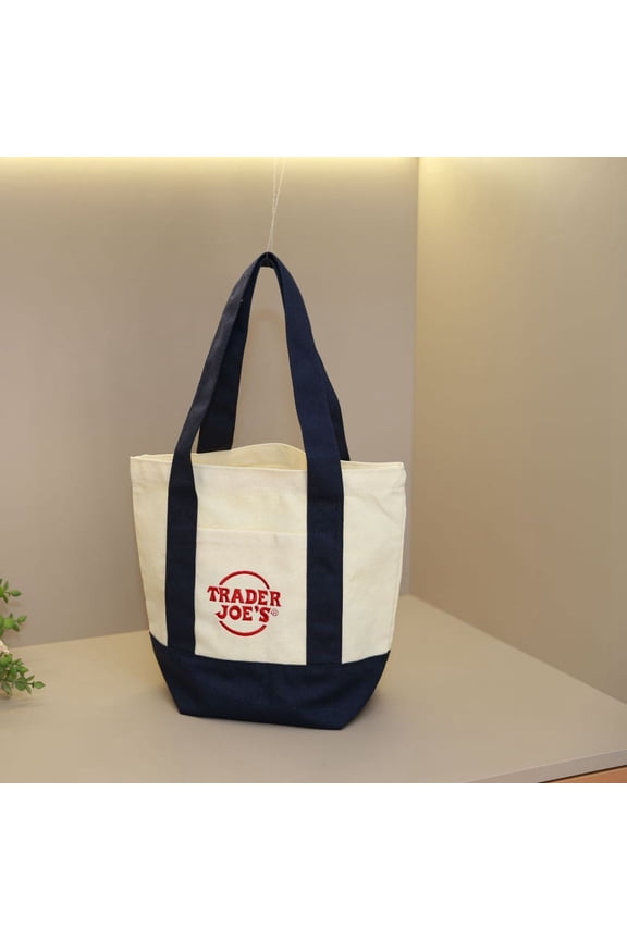 Trader Joe's Pastel Mini Canvas Tote Bags, 2025 LIMITED Tote Bags, Reusable Grocery Shopping Bag, Daily Essentials