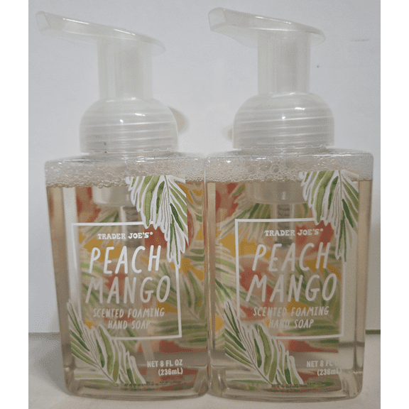 Trader Joe's Peach Mango Scented Foaming Hand Soap 8fl oz 236ml (2 Bottles)