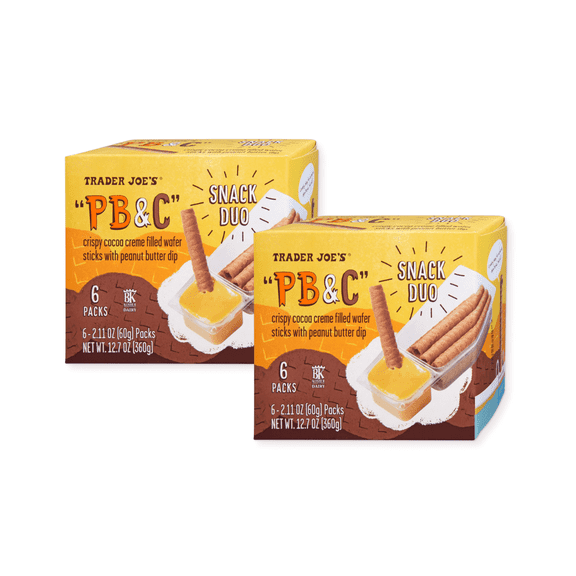 Trader Joe's Peanut Butter Wafer Sticks Snack with Dip, 12.7 oz, Pack of 2