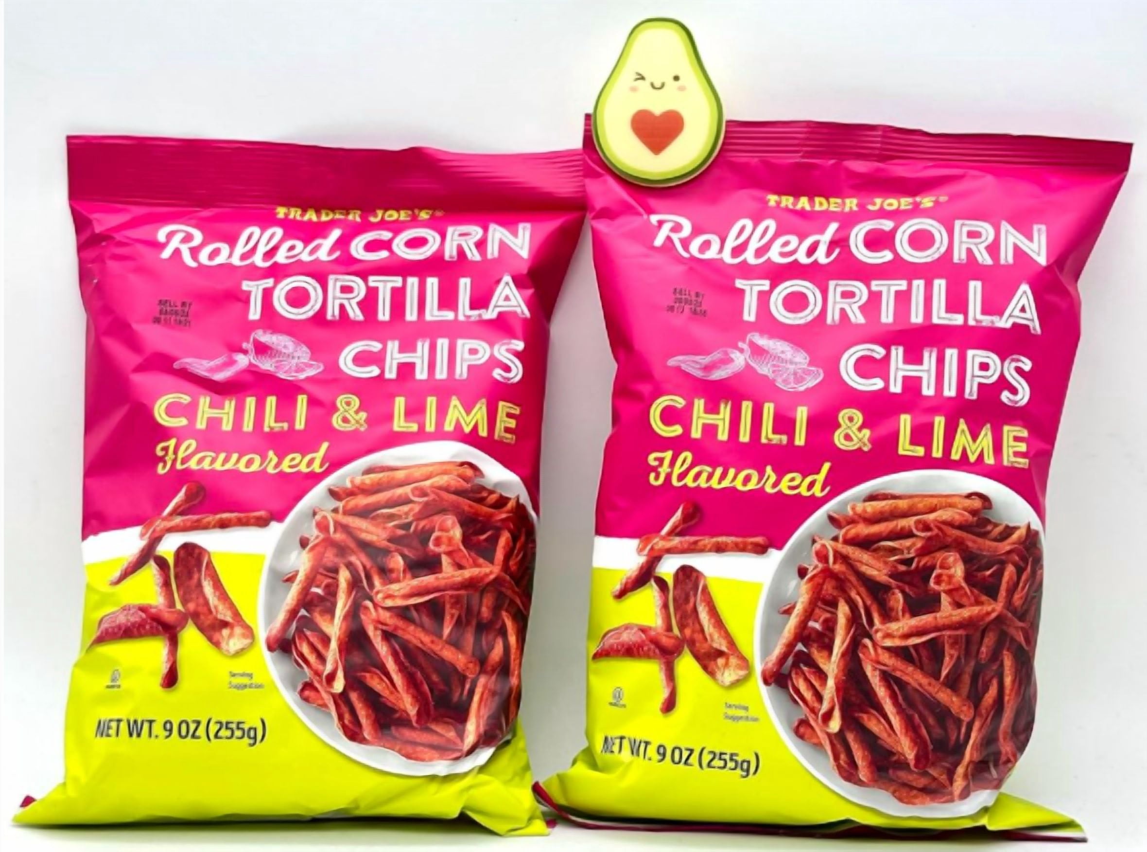 Trader Joe's Rolled Corn Tortilla Chips Chili Lime 9 Oz Pack of 2