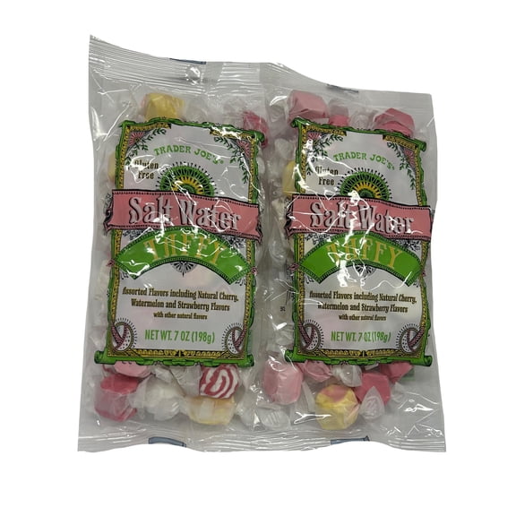 Trader Joe's Salt Water Taffy Candy – Gluten Free, Assorted Flavors – 7 oz Bags (2-Pack)