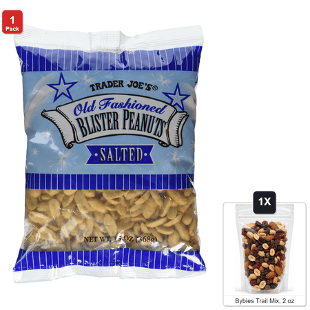 Trader Joe's Salted Old Fashioned Blister Peanuts, with Bybies Trail Mix, 2 oz